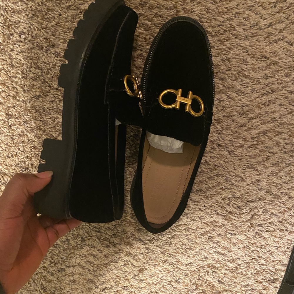 Salvatore Ferragamo, Black Suede Moccasins